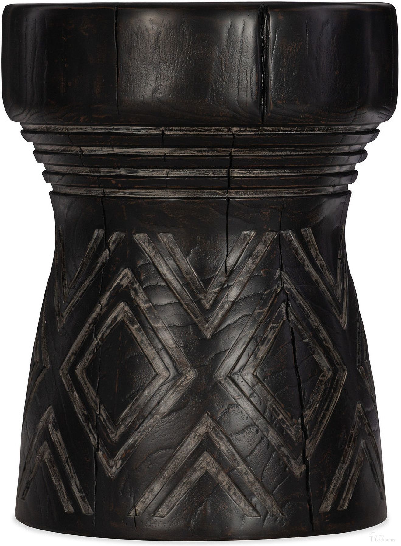 Commerce And Market Carved Stump Side Table In Black