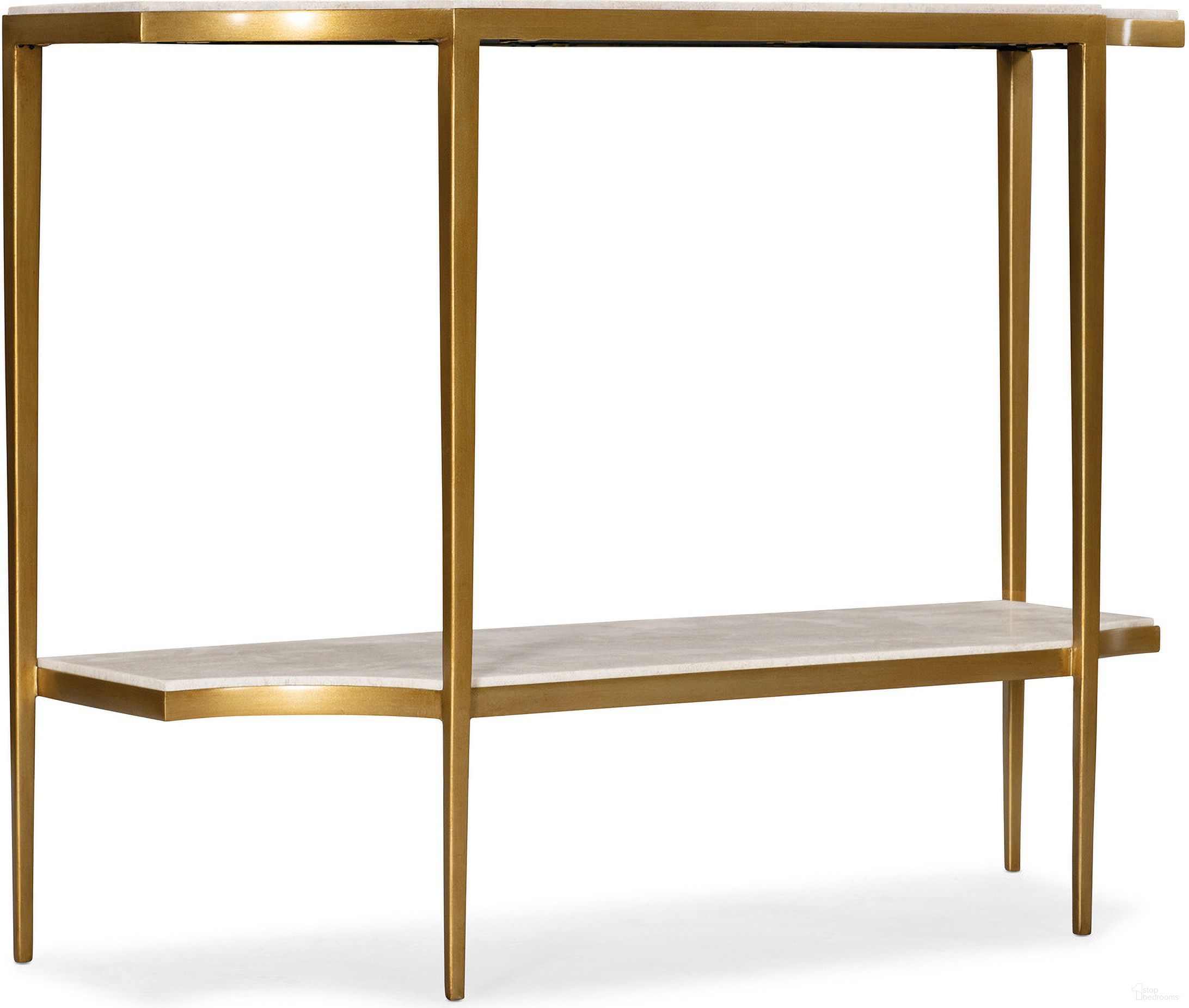 The appearance of Commerce And Market Console Table 7228-80012-00 designed by Hooker in the transitional interior design. This gold piece of furniture  was selected by 1StopBedrooms from Commerce and Market Collection to add a touch of cosiness and style into your home. Sku: 7228-80012-00. Material: Travertine.