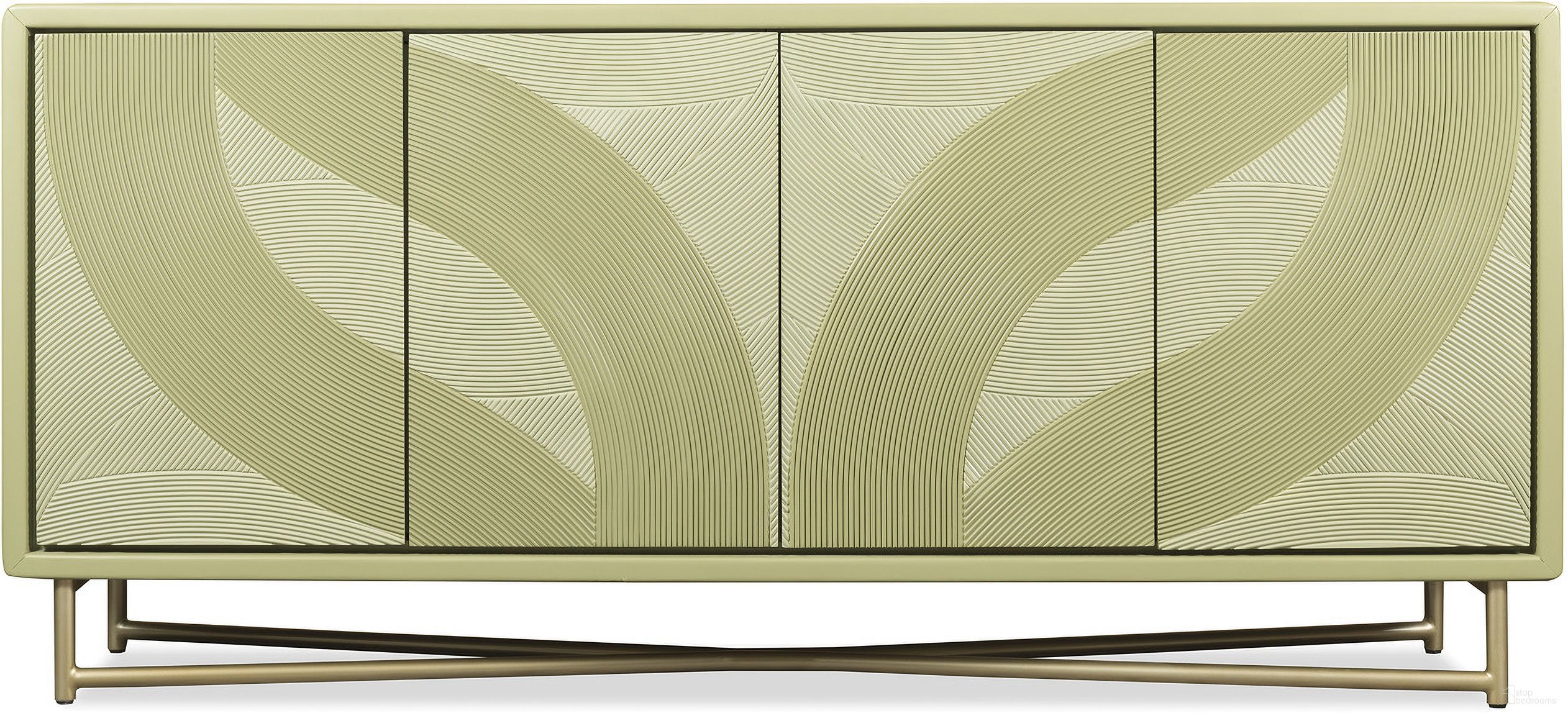 The appearance of Commerce and Market Into the Woods Credenza In Gold and Green designed by Hooker in the transitional interior design. This gold and green piece of furniture  was selected by 1StopBedrooms from Commerce and Market Collection to add a touch of cosiness and style into your home. Sku: 7228-85140-35. Material: Metal.