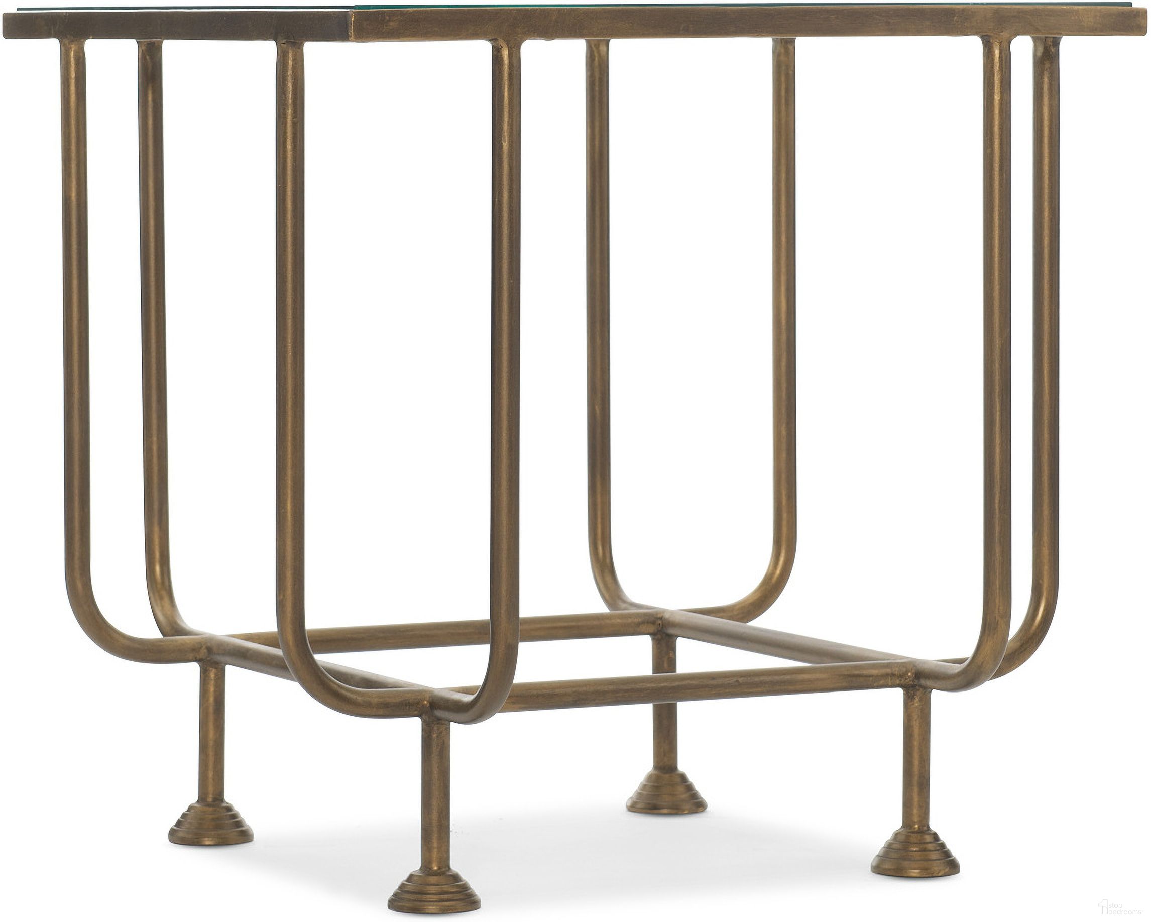 The appearance of Commerce And Market Kiara Square End Table designed by Hooker in the transitional interior design. This gold piece of furniture  was selected by 1StopBedrooms from Commerce and Market Collection to add a touch of cosiness and style into your home. Sku: 7228-80054-15. Material: Iron.