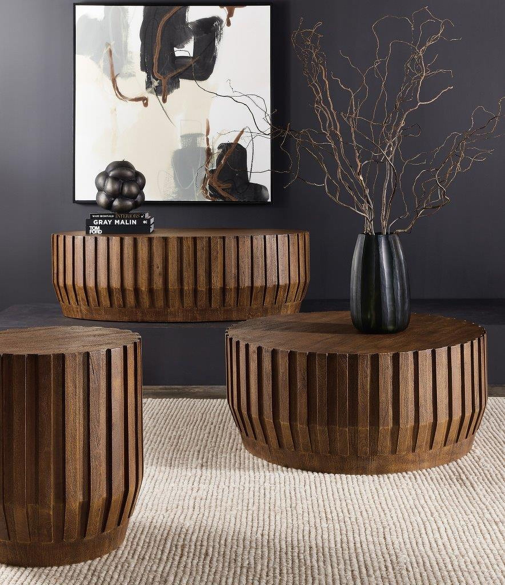 Commerce and Market Occasional Table Set In Medium Wood