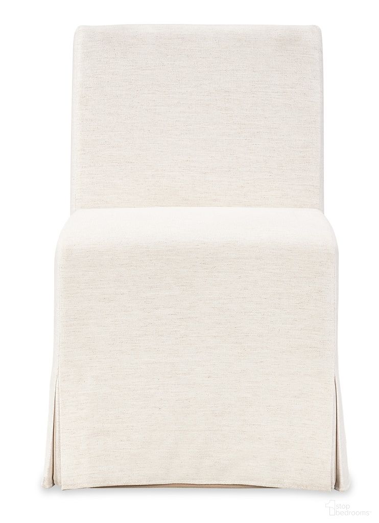 The appearance of Commerce and Market Ren Dining Chair In Snow designed by Hooker in the transitional interior design. This snow piece of furniture  was selected by 1StopBedrooms from Commerce and Market Collection to add a touch of cosiness and style into your home. Sku: 7228-75026-403. Material: Fabric. Chair Type: Side Chair.
