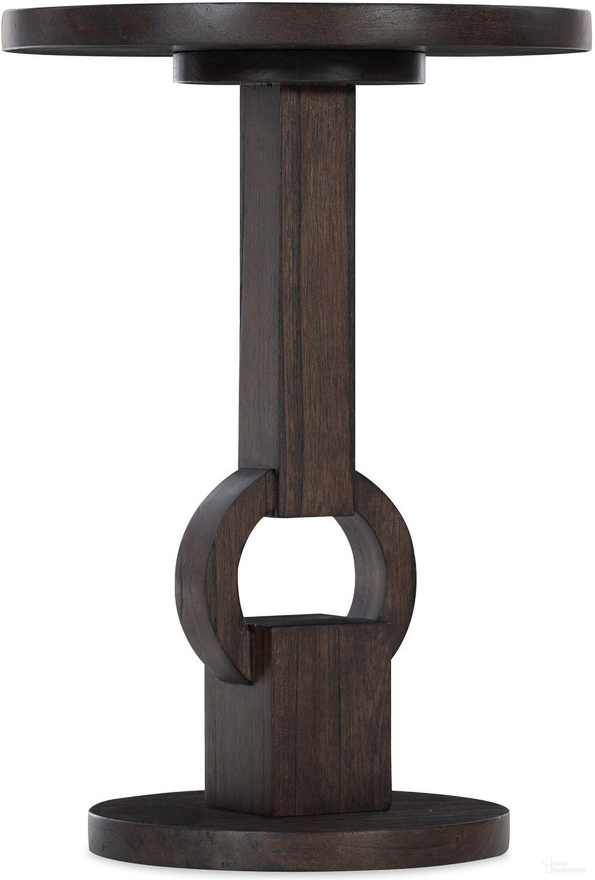 The appearance of Commerce And Market Round Side Table designed by Hooker in the transitional interior design. This dark wood piece of furniture  was selected by 1StopBedrooms from Commerce and Market Collection to add a touch of cosiness and style into your home. Sku: 7228-50003-99. Material: Wood.