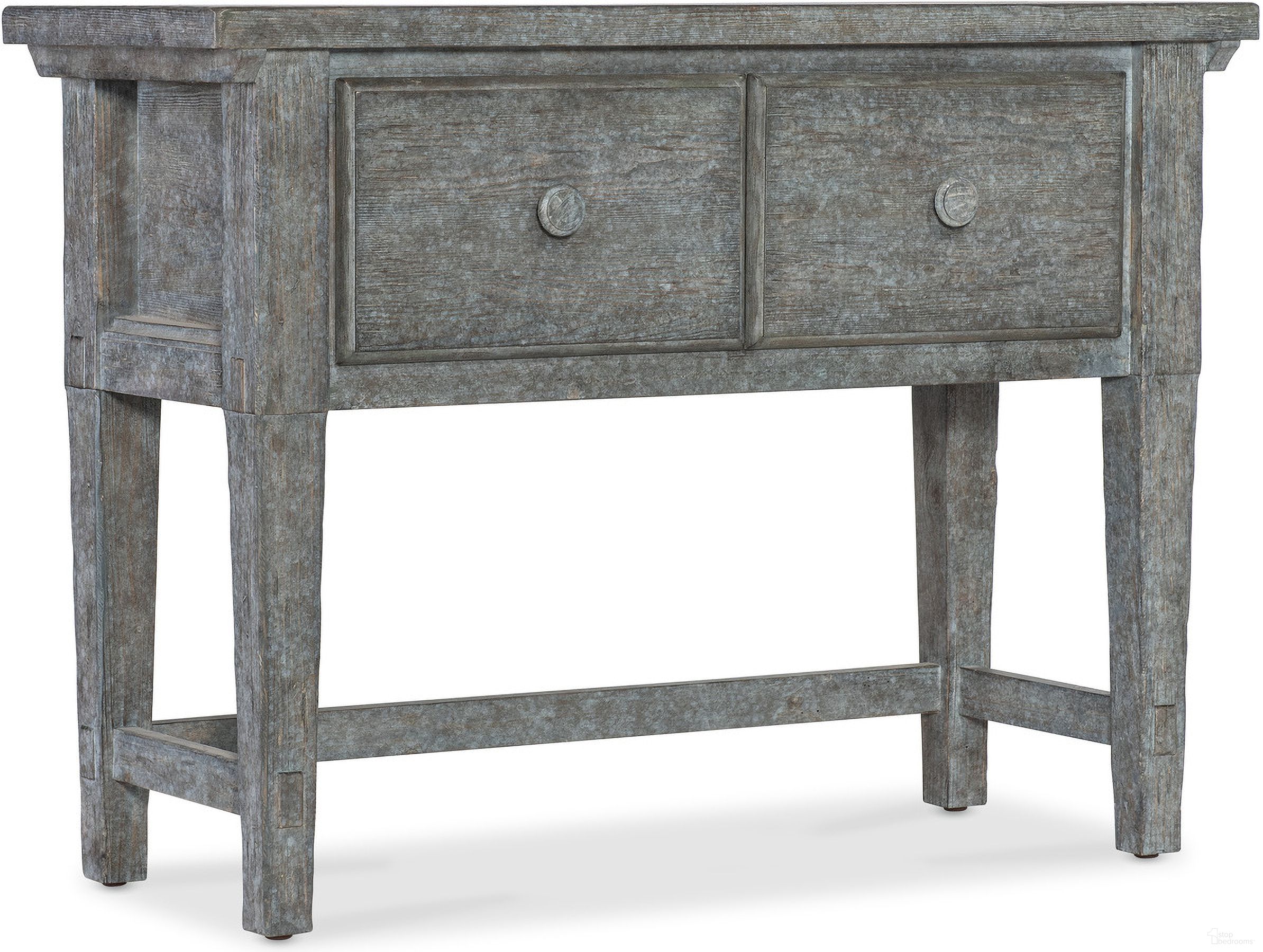 The appearance of Commerce and Market Stonewashed Console In Blue designed by Hooker in the transitional interior design. This blue piece of furniture  was selected by 1StopBedrooms from Commerce and Market Collection to add a touch of cosiness and style into your home. Sku: 7228-85097-45. Material: Pine.