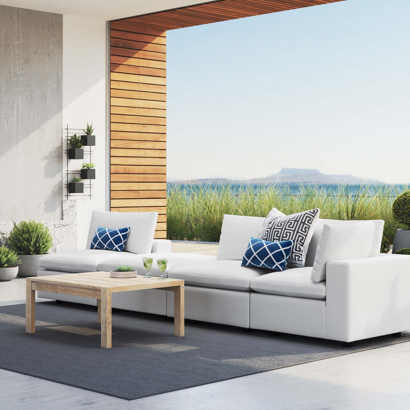 Commix 4-Piece Sunbrella Outdoor Patio Sectional Sofa EEI-5582-WHI