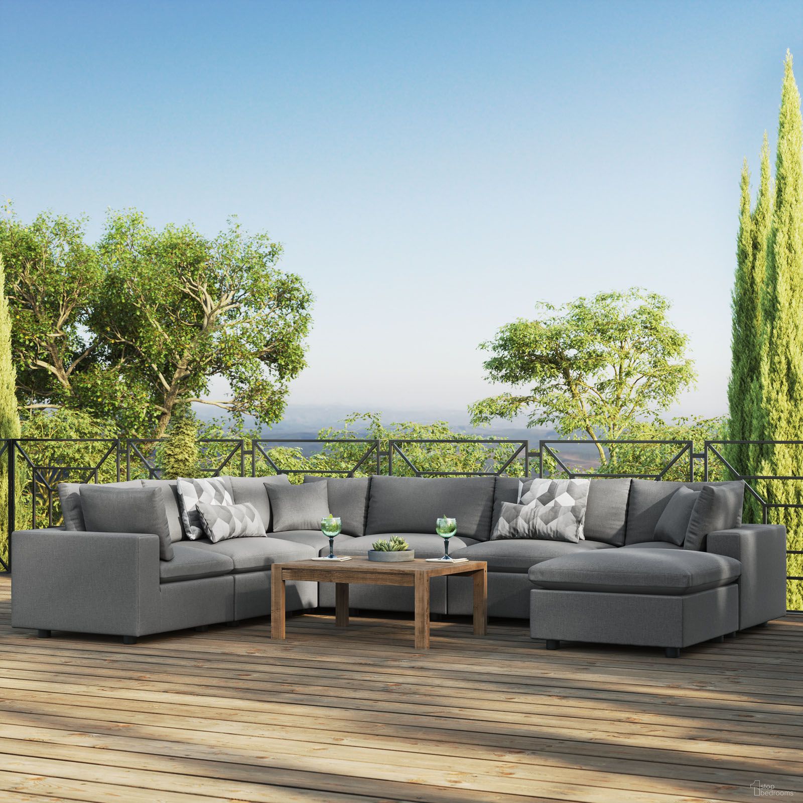 Commix 7-Piece Outdoor Patio Sectional Sofa In Charcoal