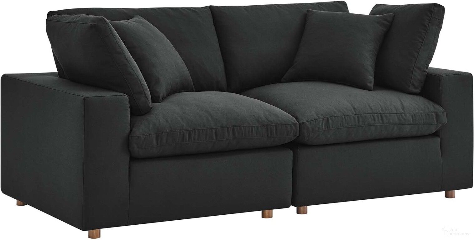 The appearance of Commix Down Filled Overstuffed 2 Piece Sectional Sofa Set In Black designed by Modway in the modern / contemporary interior design. This black piece of furniture  was selected by 1StopBedrooms from Commix Collection to add a touch of cosiness and style into your home. Sku: EEI-3319-BLK-U;EEI-3319-BLK-U. Material: Polyester.