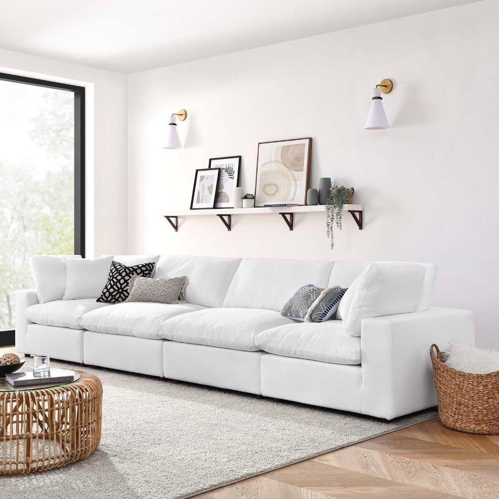 The appearance of Commix Down Filled Overstuffed 4 Piece Sectional Sofa Set In White EEI-3357-PUW designed by Modway in the modern / contemporary interior design. This off white piece of furniture was selected by 1StopBedrooms from Commix Collection to add a touch of cosiness and style into your home. Sku: EEI-3270-PUW;EEI-3270-PUW;EEI-3319-PUW;EEI-3319-PUW. Material: Polyester. Layout: Modular.