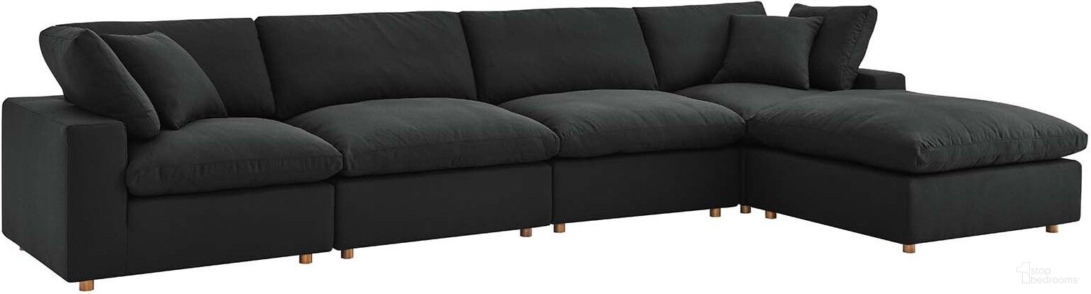 The appearance of Commix Down Filled Overstuffed 5 Piece Sectional Sofa Set In Black designed by Modway in the modern / contemporary interior design. This black piece of furniture  was selected by 1StopBedrooms from Commix Collection to add a touch of cosiness and style into your home. Sku: EEI-3270-BLK-U;EEI-3318-BLK-U;EEI-3319-BLK-U;EEI-3270-BLK-U;EEI-3319-BLK-U. Material: Polyester. Layout: Sofa & Chaise.