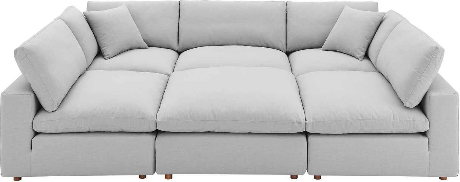 Commix Down Filled Overstuffed 6Piece Sectional Sofa In Light Gray EEI