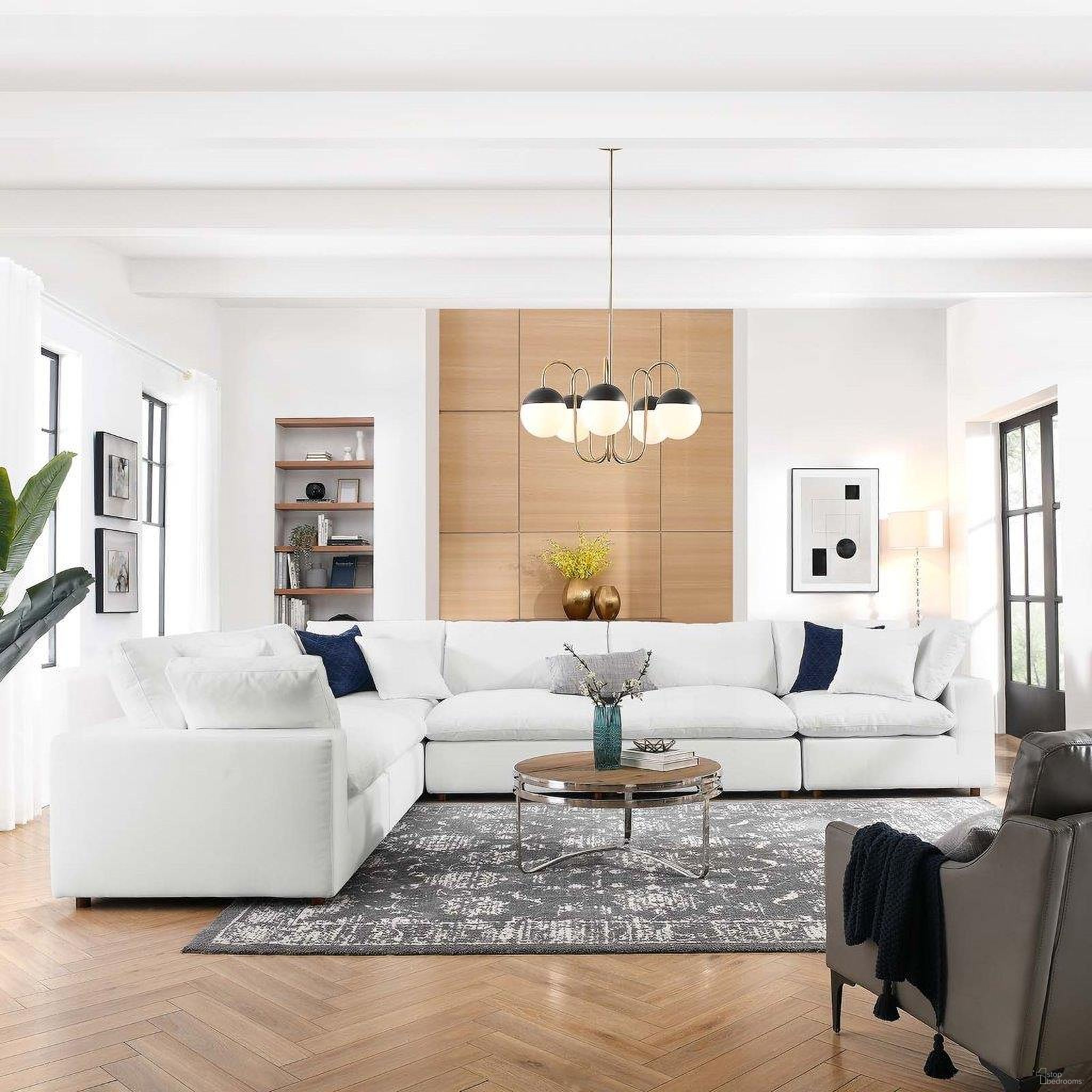 The appearance of Commix Down Filled Overstuffed 6 Piece Sectional Sofa Set In Pure White designed by Modway in the modern / contemporary interior design. This off white piece of furniture was selected by 1StopBedrooms from Commix Collection to add a touch of cosiness and style into your home. Sku: EEI-3270-PUW;EEI-3270-PUW;EEI-3270-PUW;EEI-3319-PUW;EEI-3319-PUW;EEI-3319-PUW. Material: Polyester. Layout: L-Shape.