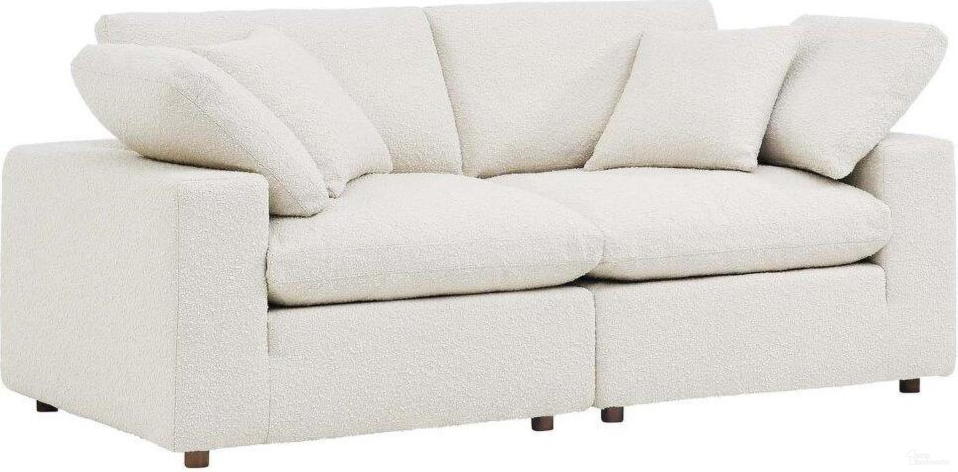 The appearance of Commix Down Filled Overstuffed Boucle Fabric Loveseat In Ivory designed by Modway in the modern / contemporary interior design. This ivory piece of furniture  was selected by 1StopBedrooms from Commix Collection to add a touch of cosiness and style into your home. Sku: EEI-6259-IVO;EEI-6259-IVO. Material: Boucle.