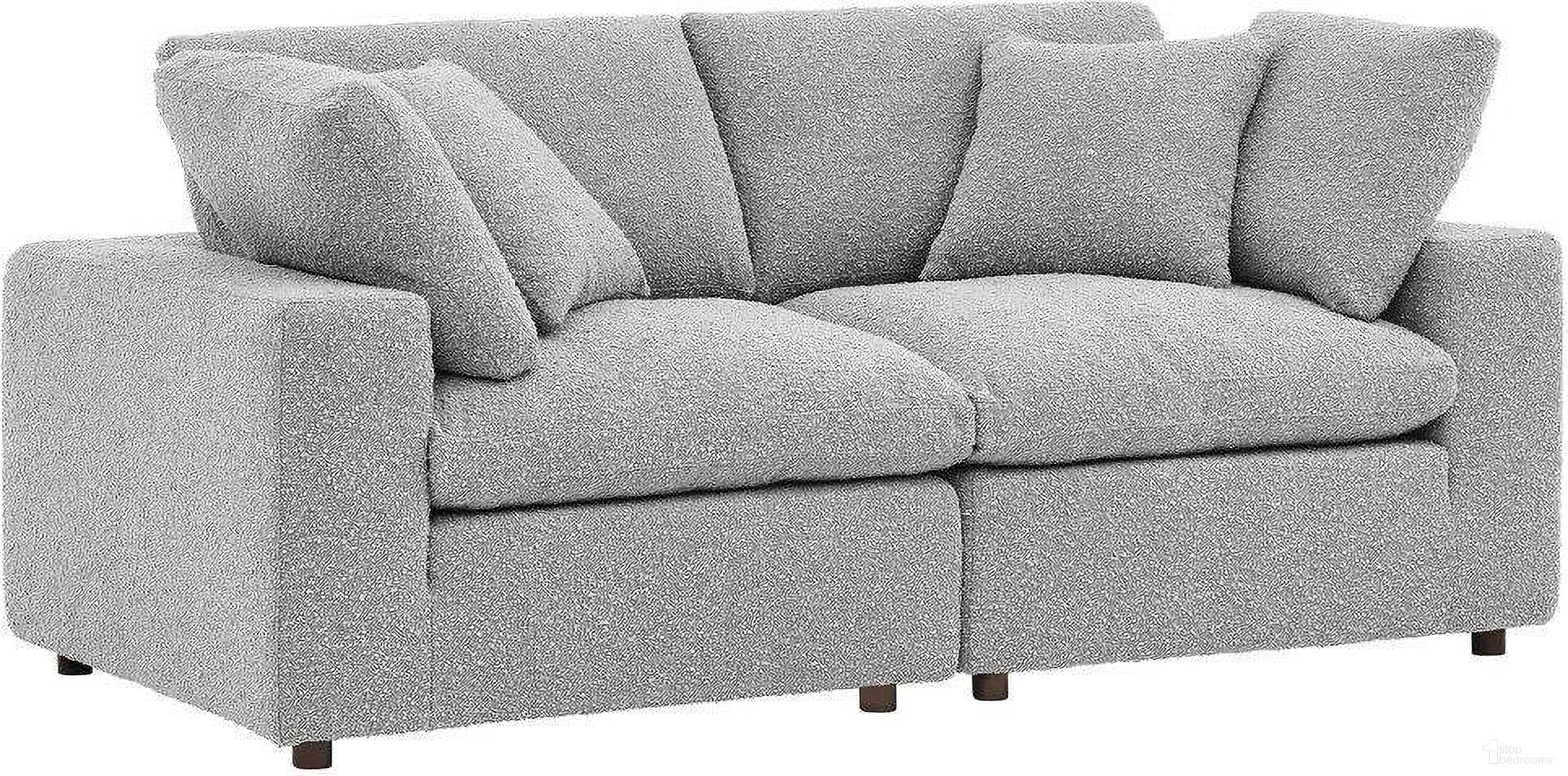 The appearance of Commix Down Filled Overstuffed Boucle Fabric Loveseat In Light Gray designed by Modway in the modern / contemporary interior design. This light gray piece of furniture  was selected by 1StopBedrooms from Commix Collection to add a touch of cosiness and style into your home. Sku: EEI-6259-LGR;EEI-6259-LGR. Material: Boucle.