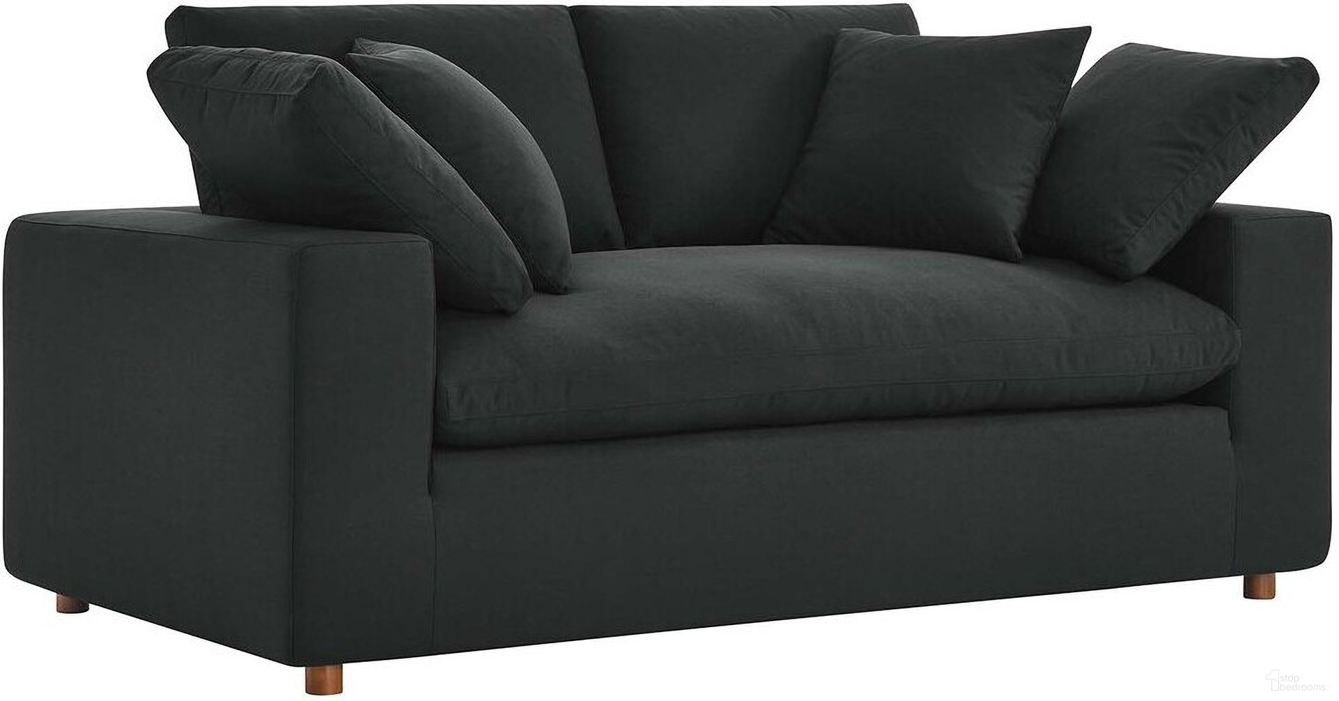 The appearance of Commix Down Filled Overstuffed Loveseat In Black designed by Modway in the modern / contemporary interior design. This black piece of furniture was selected by 1StopBedrooms from Commix Collection to add a touch of cosiness and style into your home. Sku: EEI-4859-BLK. Material: Plywood.