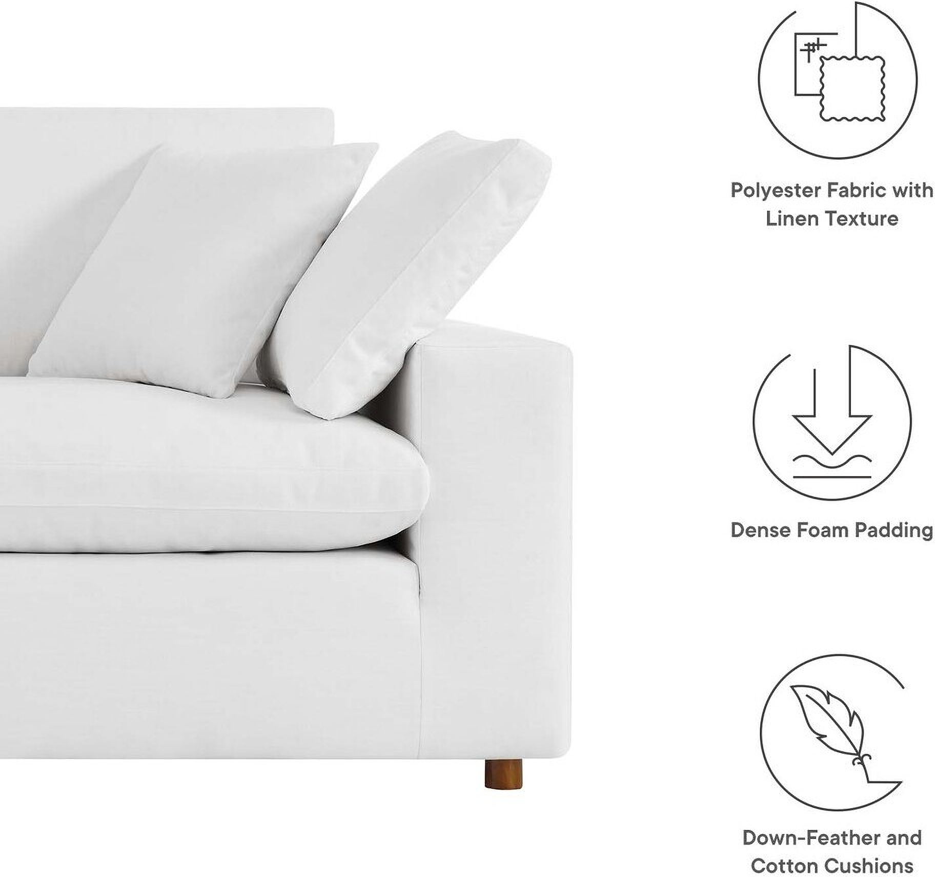Commix Down Filled Overstuffed Loveseat In White by Modway 1StopBedrooms