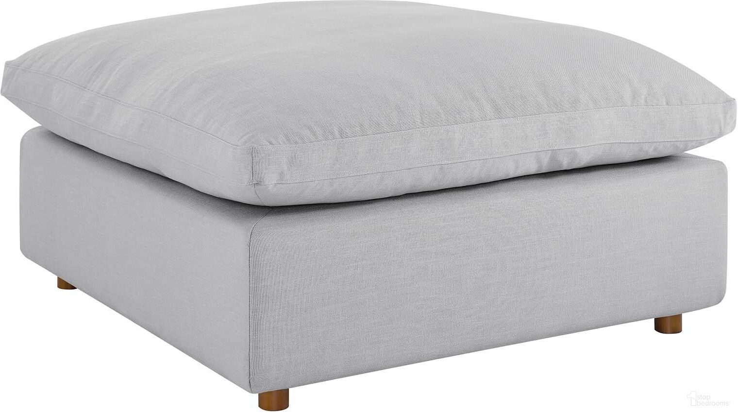 Commix Down Filled Overstuffed Ottoman In Light Gray