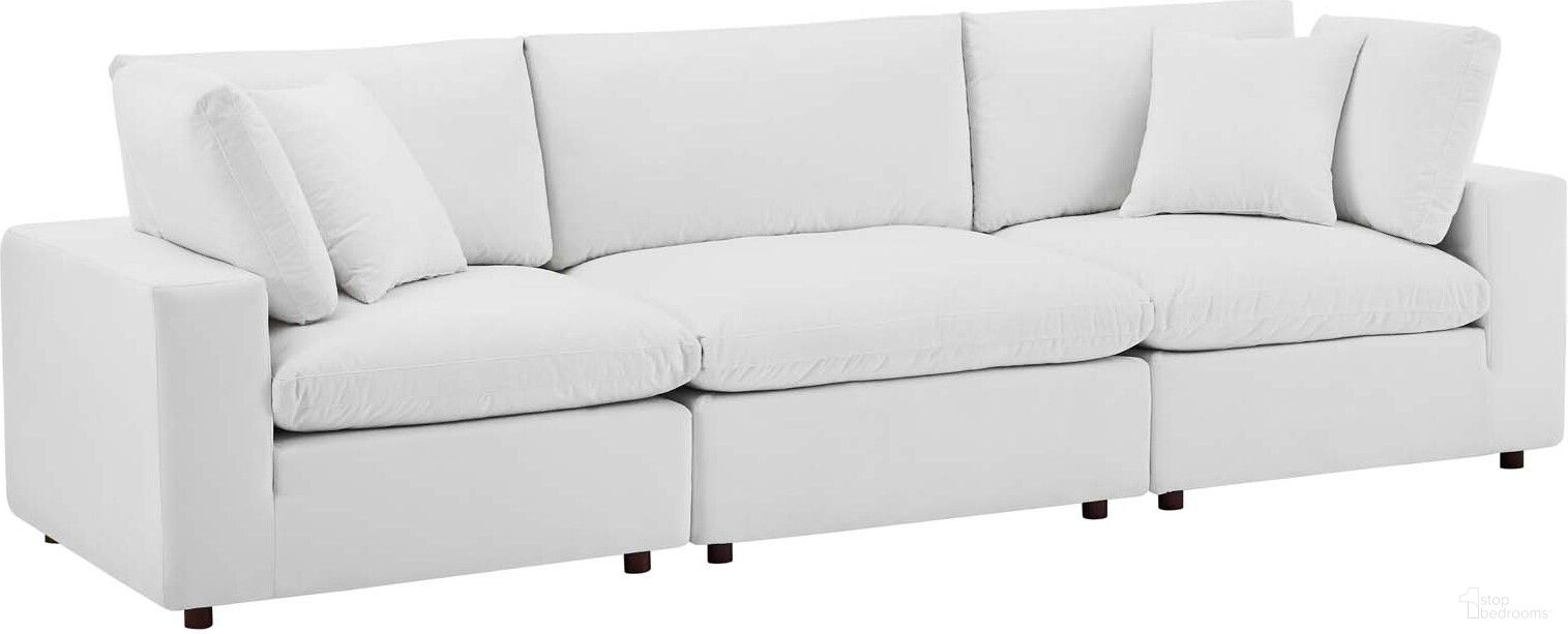 The appearance of Commix Down Filled Overstuffed Performance Velvet 3-Seater Sofa In White designed by Modway in the modern / contemporary interior design. This white piece of furniture was selected by 1StopBedrooms from Commix Collection to add a touch of cosiness and style into your home. Sku: EEI-4366-WHI;EEI-4366-WHI;EEI-4367-WHI. Material: Wood.