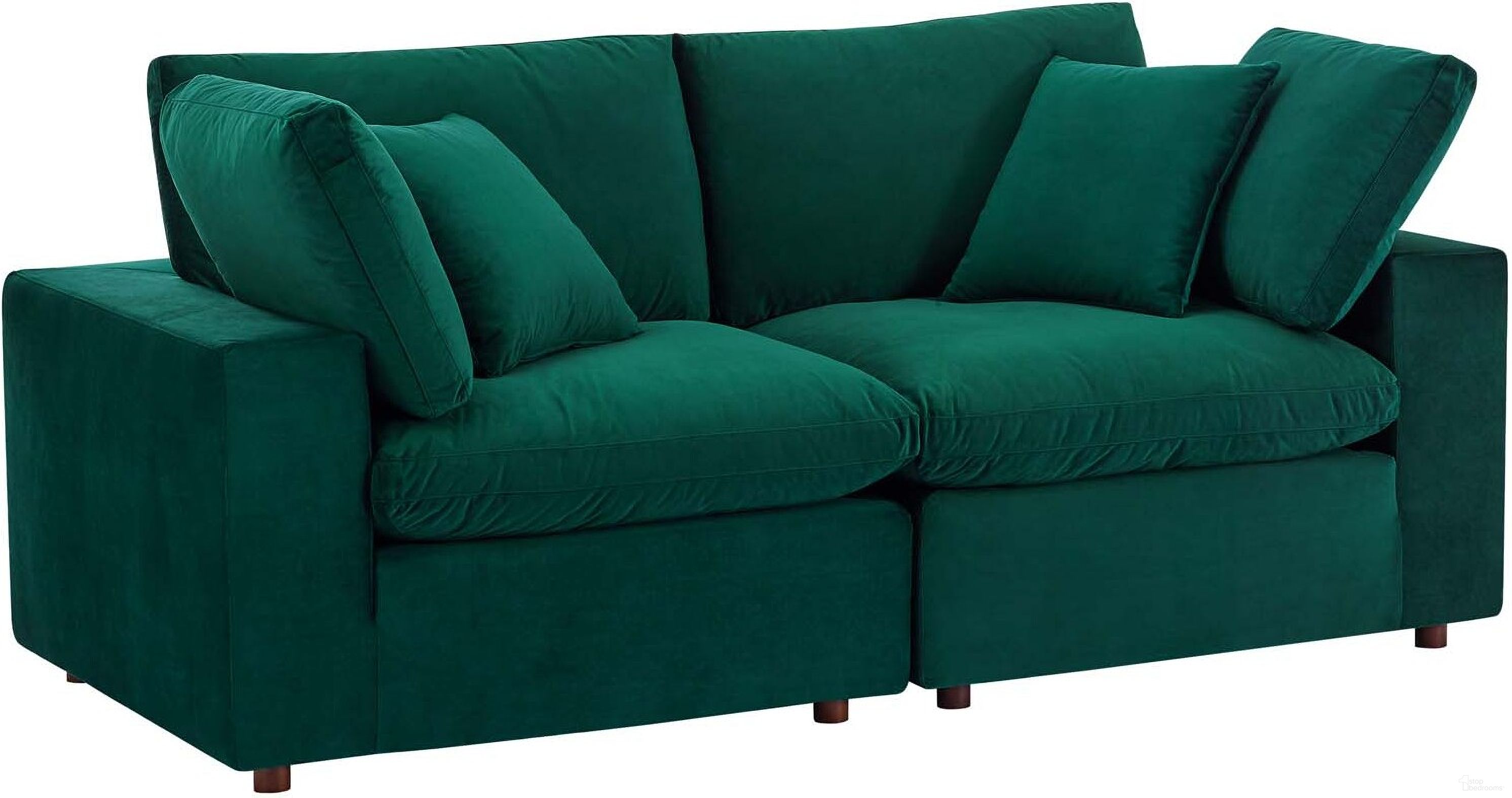 The appearance of Commix Down Filled Overstuffed Performance Velvet Loveseat In Green designed by Modway in the modern / contemporary interior design. This green piece of furniture was selected by 1StopBedrooms from Commix Collection to add a touch of cosiness and style into your home. Sku: EEI-4366-GRN;EEI-4366-GRN. Material: Wood.