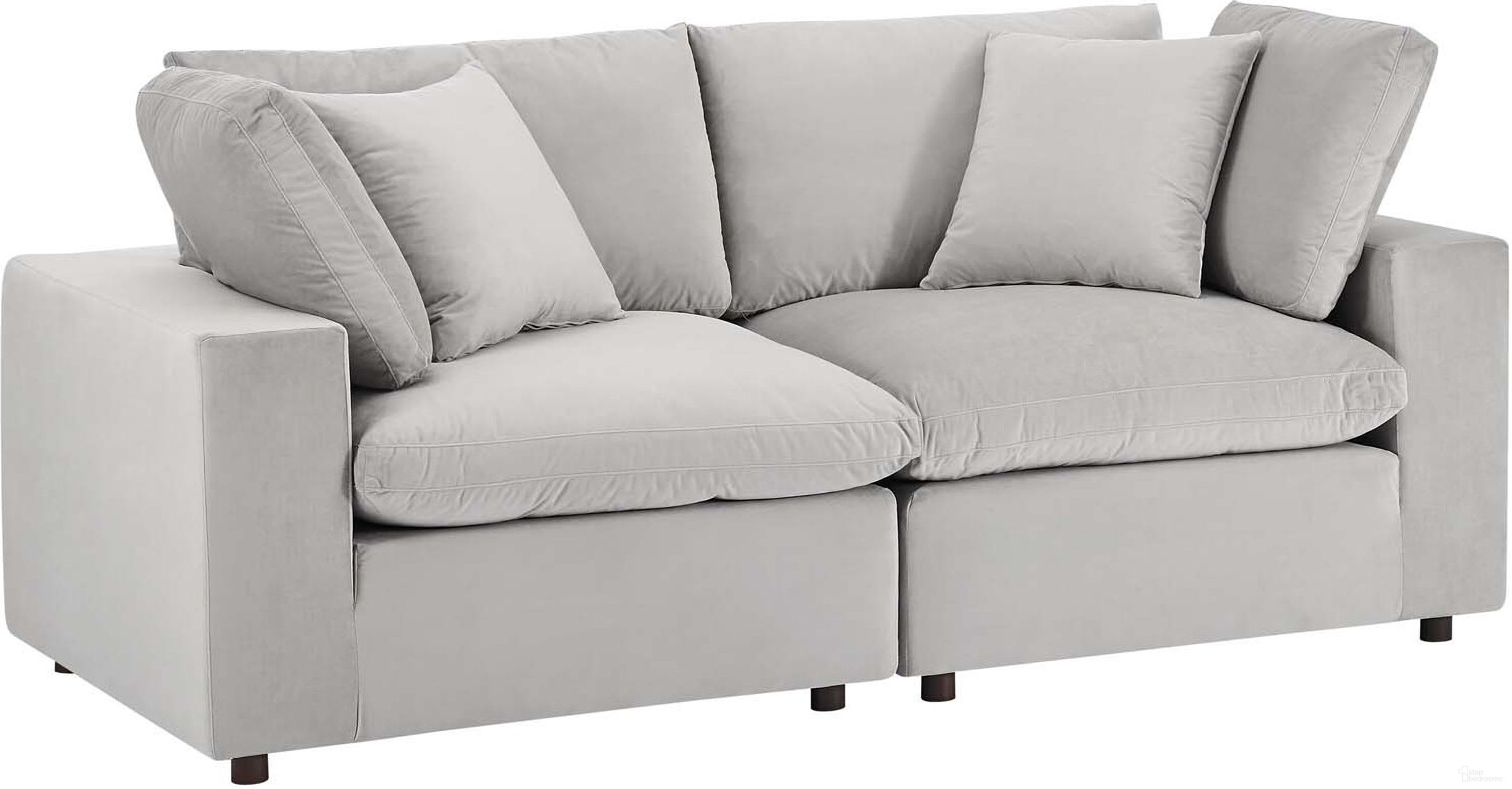 The appearance of Commix Down Filled Overstuffed Performance Velvet Loveseat In Light Gray designed by Modway in the modern / contemporary interior design. This light gray piece of furniture  was selected by 1StopBedrooms from Commix Collection to add a touch of cosiness and style into your home. Sku: EEI-4366-LGR;EEI-4366-LGR. Material: Wood.