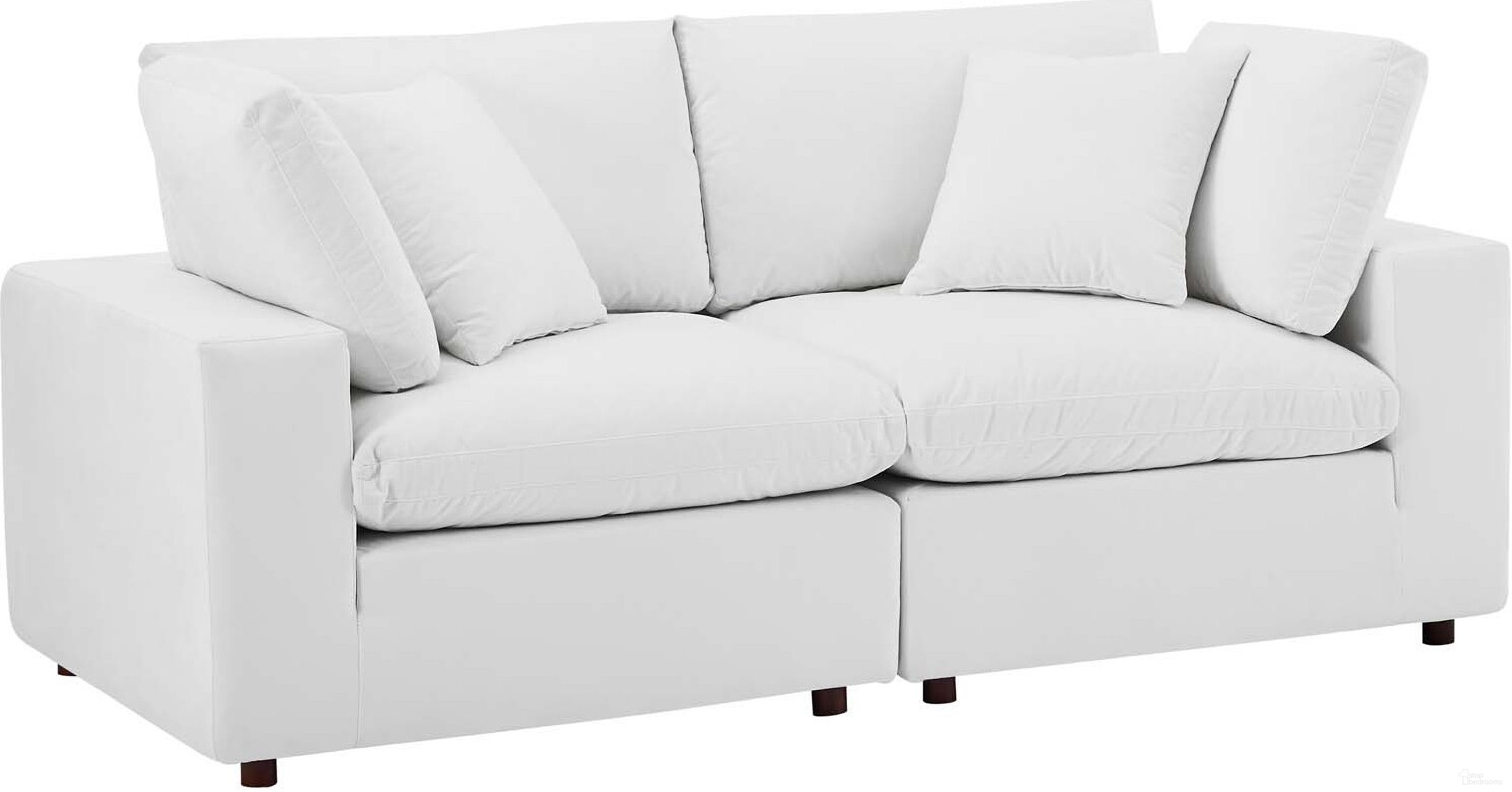 The appearance of Commix Down Filled Overstuffed Performance Velvet Loveseat In White designed by Modway in the modern / contemporary interior design. This white piece of furniture  was selected by 1StopBedrooms from Commix Collection to add a touch of cosiness and style into your home. Sku: EEI-4366-WHI;EEI-4366-WHI. Material: Wood.