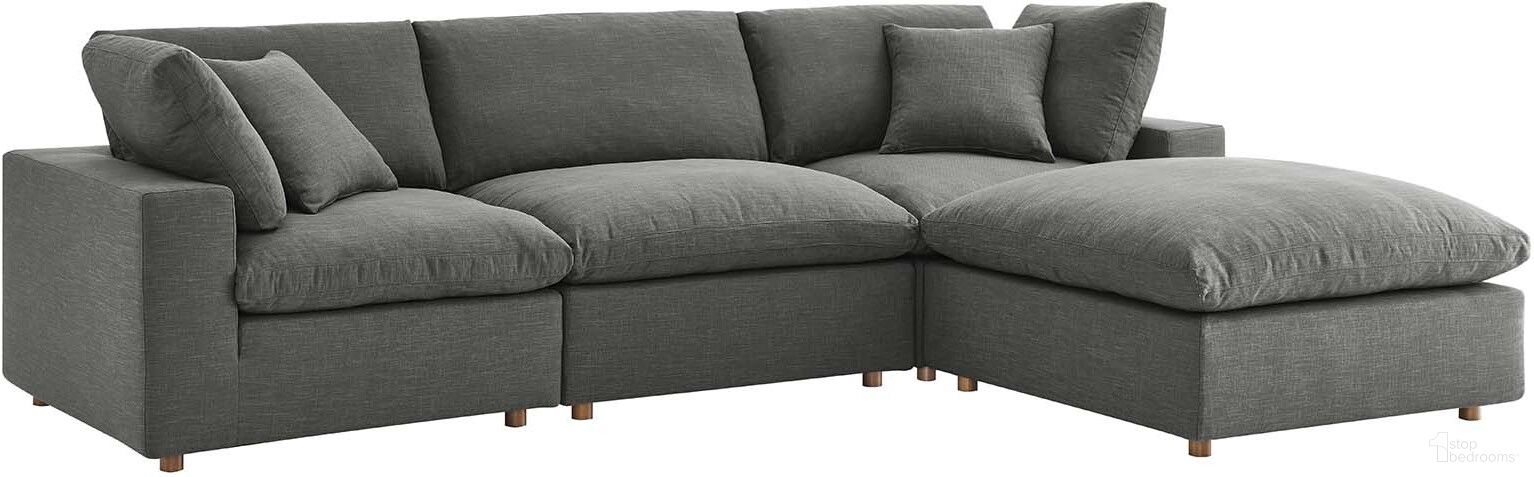Commix Gray Down Filled Overstuffed 4 Piece Sectional Sofa Set EEI-3356-GRY