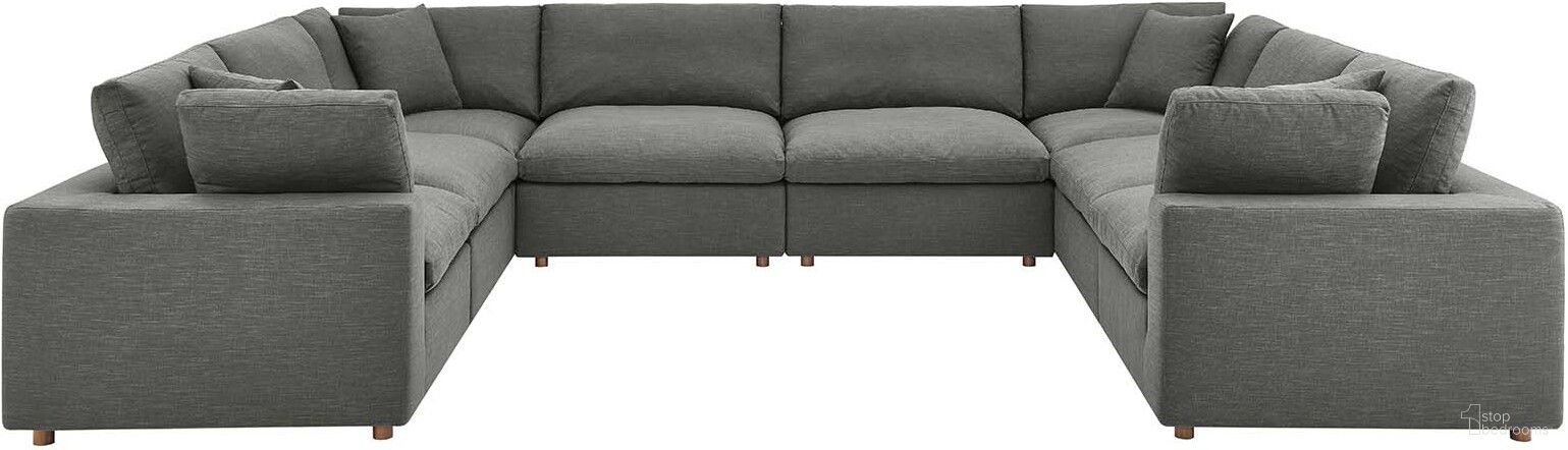 Commix Gray Down Filled Overstuffed 8 Piece Sectional Sofa Set