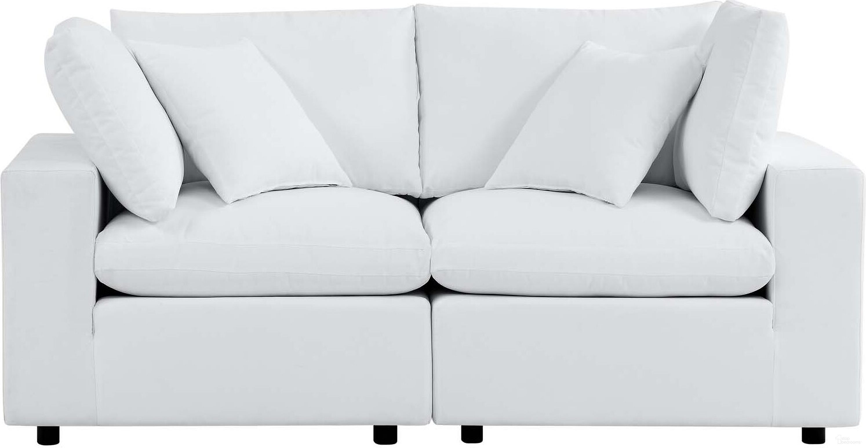 The appearance of Commix Sunbrella Outdoor Patio Loveseat In White designed by Modway in the modern / contemporary interior design. This white piece of furniture  was selected by 1StopBedrooms from Commix Collection to add a touch of cosiness and style into your home. Sku: EEI-4907-WHI;EEI-4907-WHI. Material: Aluminum.