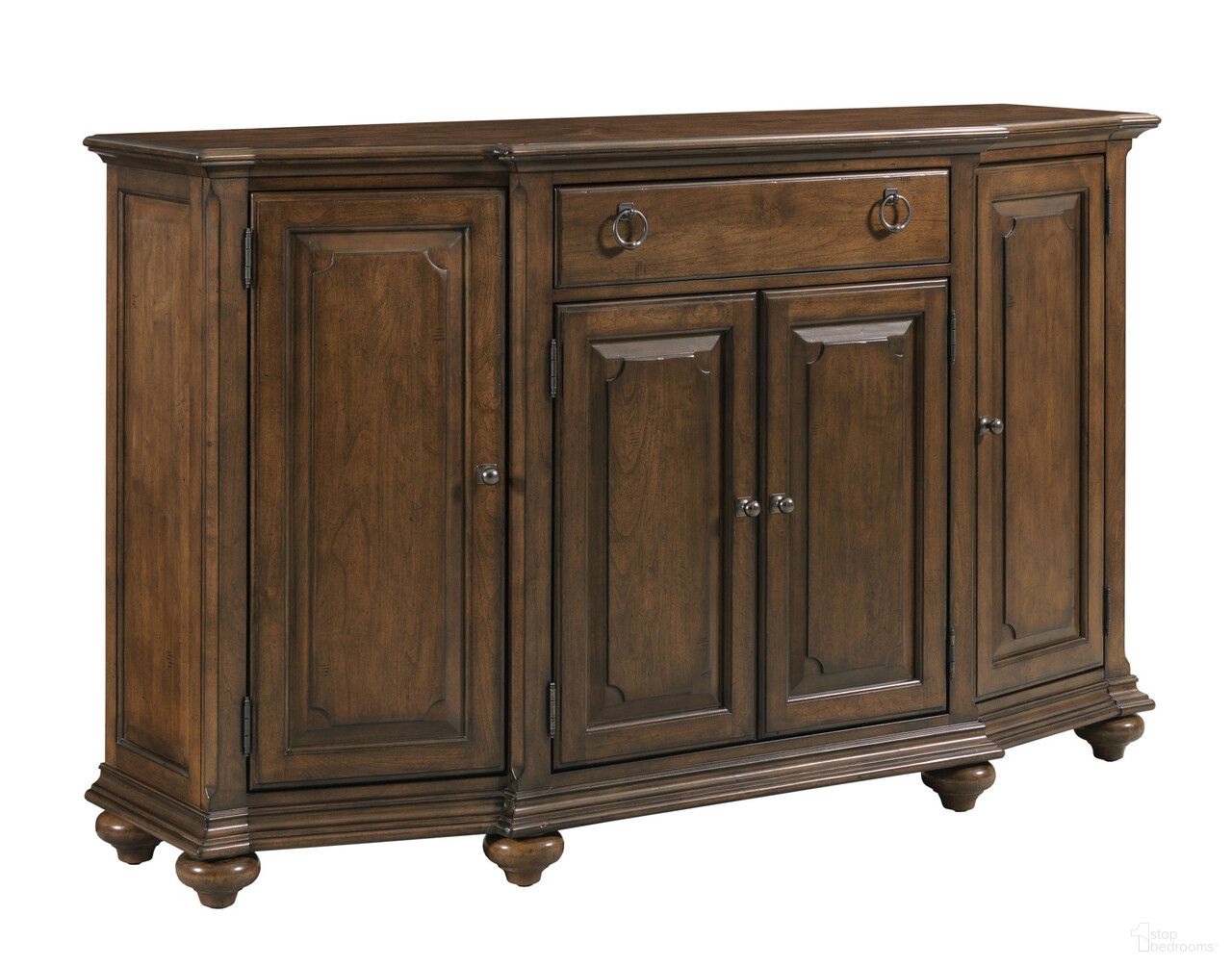 The appearance of Commonwealth Damian Master Buffet In Warm Brunette designed by Kincaid in the modern / contemporary interior design. This warm brunette piece of furniture was selected by 1StopBedrooms from Commonwealth Collection to add a touch of cosiness and style into your home. Sku: 161-850. Material: Solid Wood.