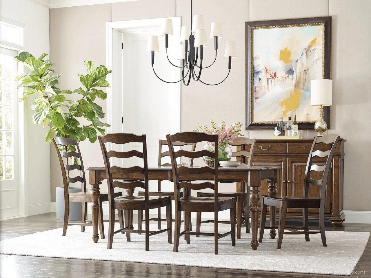 The appearance of Commonwealth Dining Room Set In Warm Brunette designed by Kincaid in the modern / contemporary interior design. This warm brunette piece of furniture was selected by 1StopBedrooms from Commonwealth Collection to add a touch of cosiness and style into your home. Sku: 161-744;161-636. Table Base Style: Legs. Table Top Shape: Rectangular. Size: 40" x 72". Material: Solid Wood.