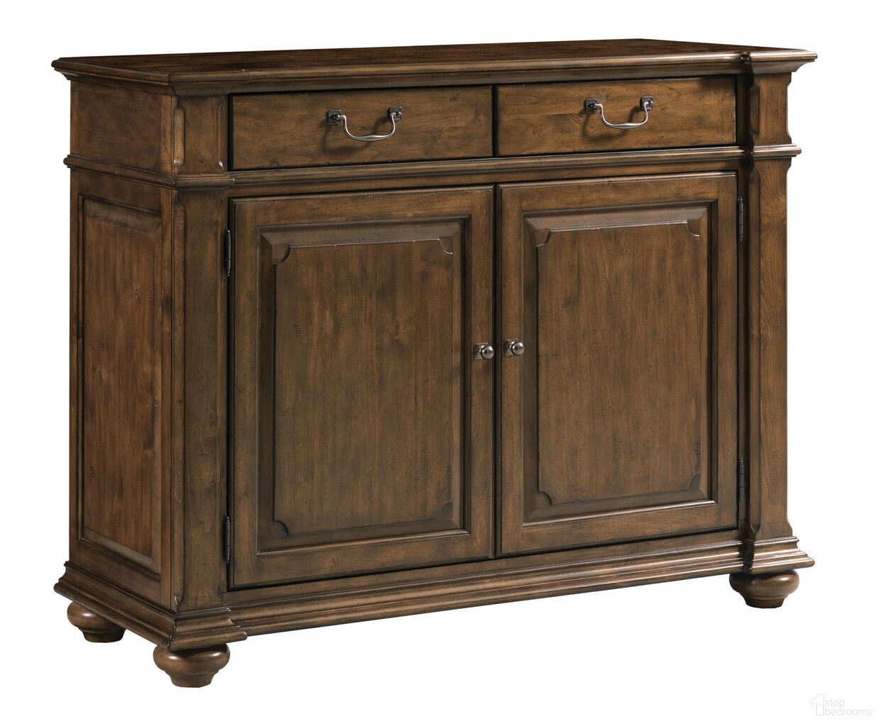 The appearance of Commonwealth Monte Buffet In Warm Brunette designed by Kincaid in the interior design. This warm brunette piece of furniture was selected by 1StopBedrooms from Commonwealth Collection to add a touch of cosiness and style into your home. Sku: 161-830. Material: Solid Wood.