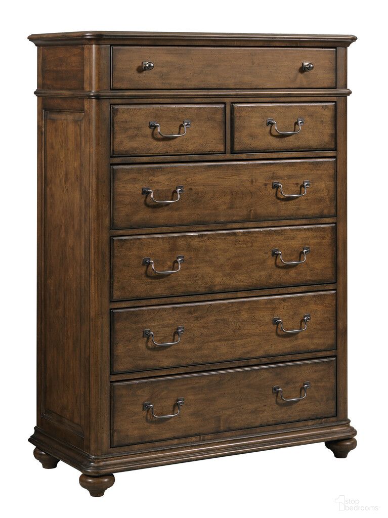 The appearance of Commonwealth Witham Drawer Chest In Warm Brunette designed by Kincaid in the modern / contemporary interior design. This warm brunette piece of furniture  was selected by 1StopBedrooms from Commonwealth Collection to add a touch of cosiness and style into your home. Sku: 161-215. Material: Solid Wood.