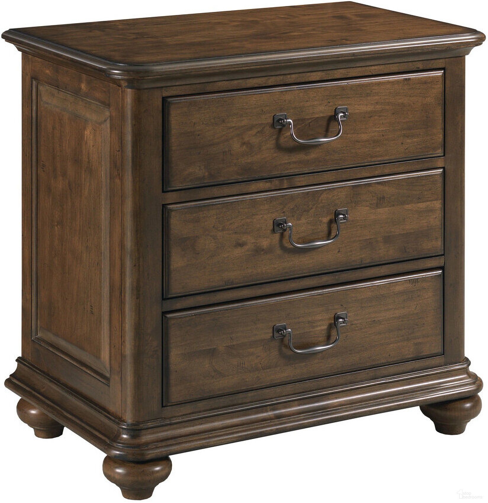 The appearance of Commonwealth Witham Nightstand In Warm Brunette designed by Kincaid in the modern / contemporary interior design. This warm brunette piece of furniture was selected by 1StopBedrooms from Commonwealth Collection to add a touch of cosiness and style into your home. Sku: 161-420. Material: Solid Wood.