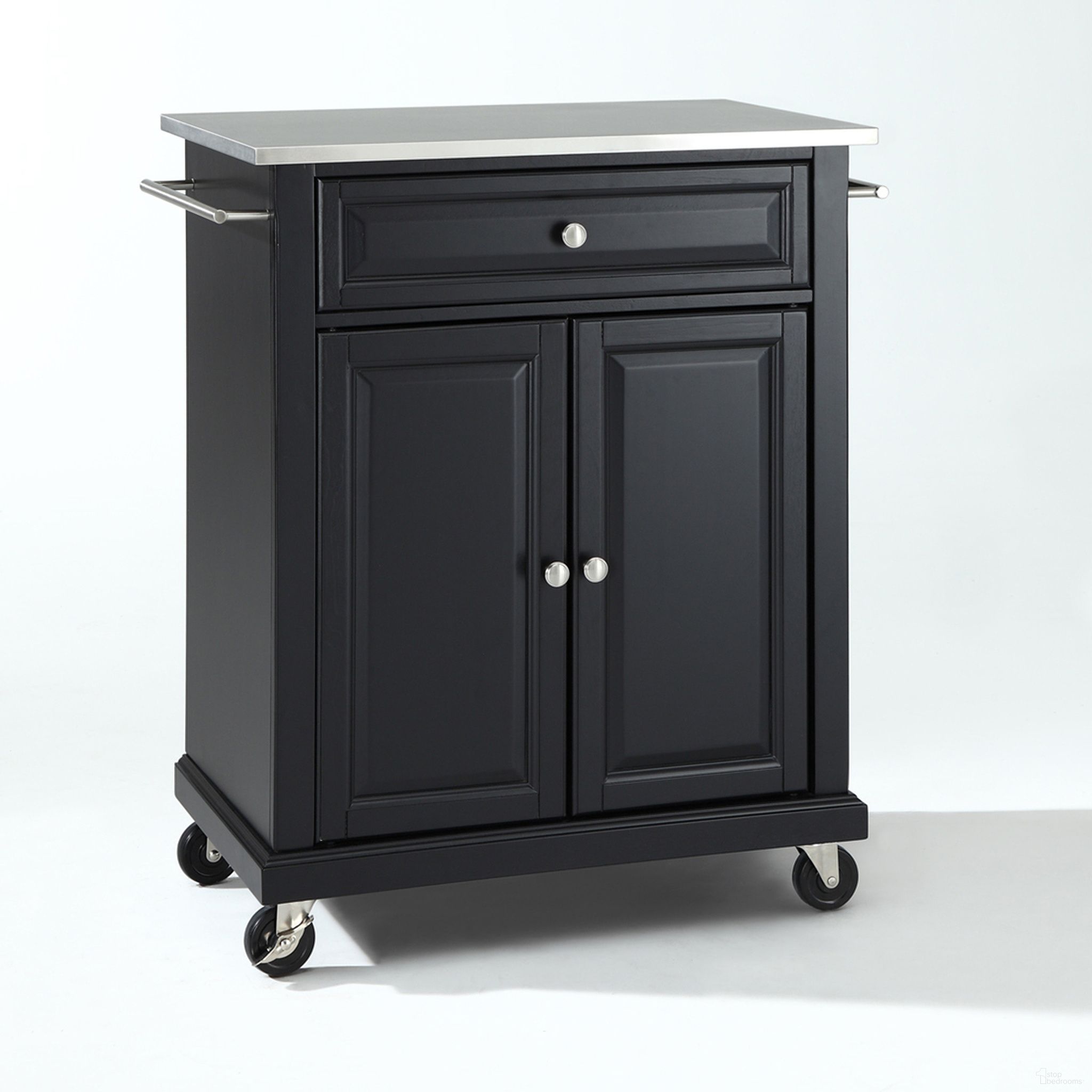 Compact Stainless Steel Top Kitchen Cart In Black