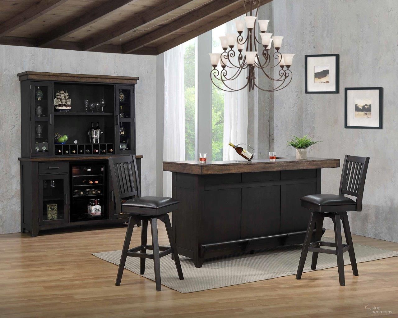The appearance of Complete Ashford Back Bar-Hutch, Black and Rustic Walnut designed by ECI in the rustic / southwestern interior design. This walnut and black piece of furniture was selected by 1StopBedrooms from Ashford Collection to add a touch of cosiness and style into your home. Sku: 1859-23-H;1859-23-BB. Material: Wood.