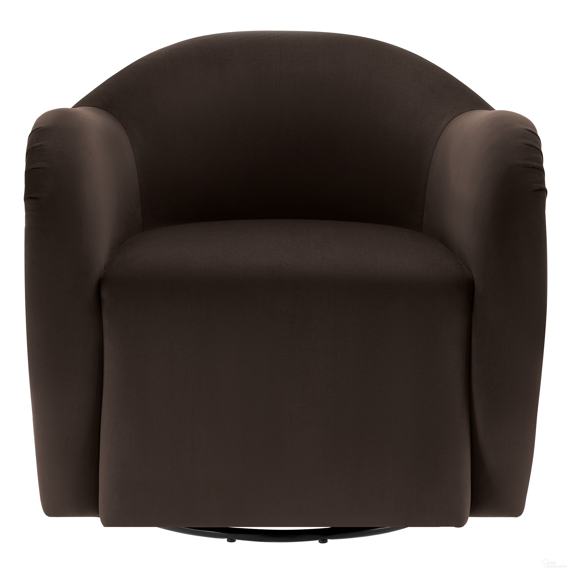Compose Performance Velvet Swivel Armchair In Chocolate Brown