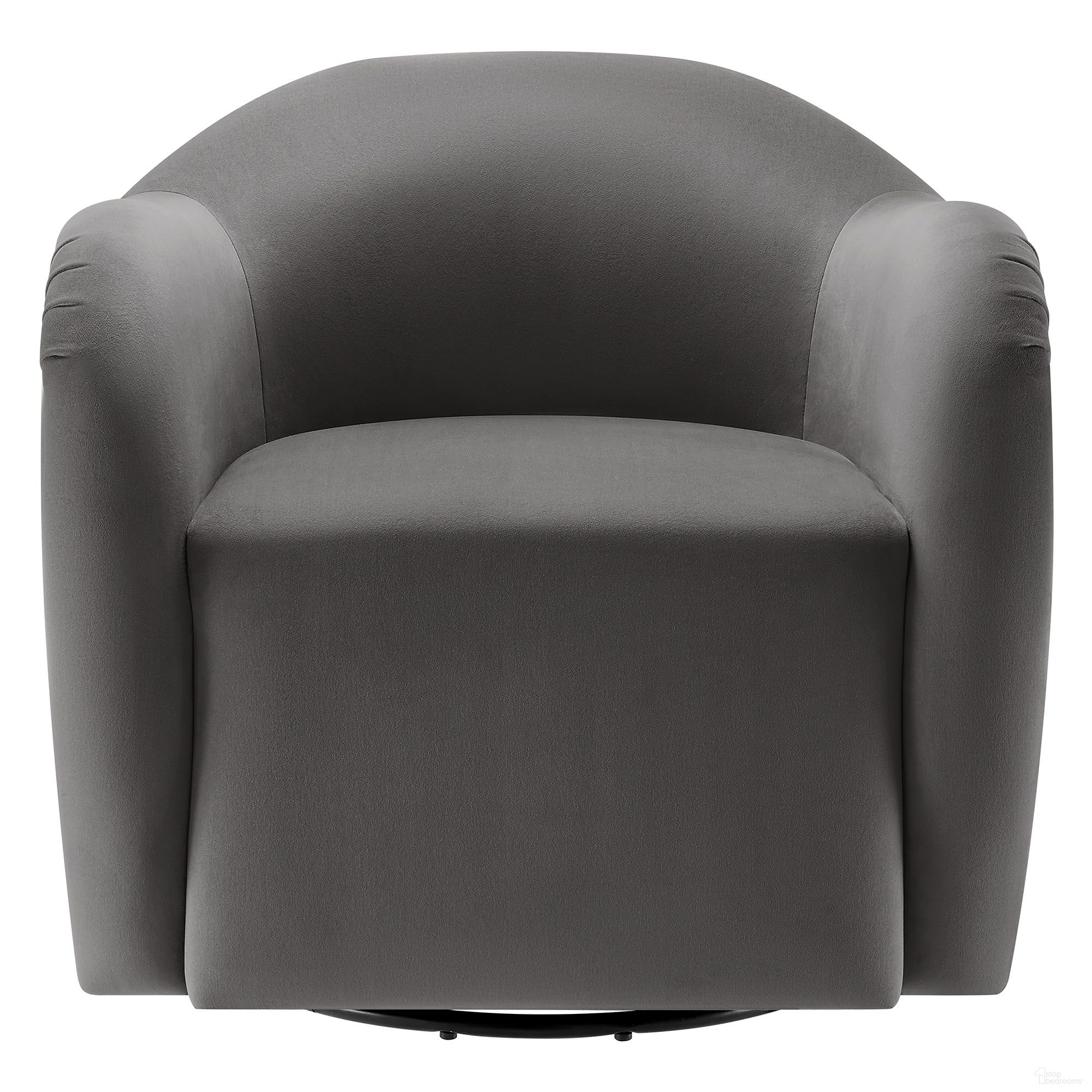 Compose Performance Velvet Swivel Armchair In Storm Gray