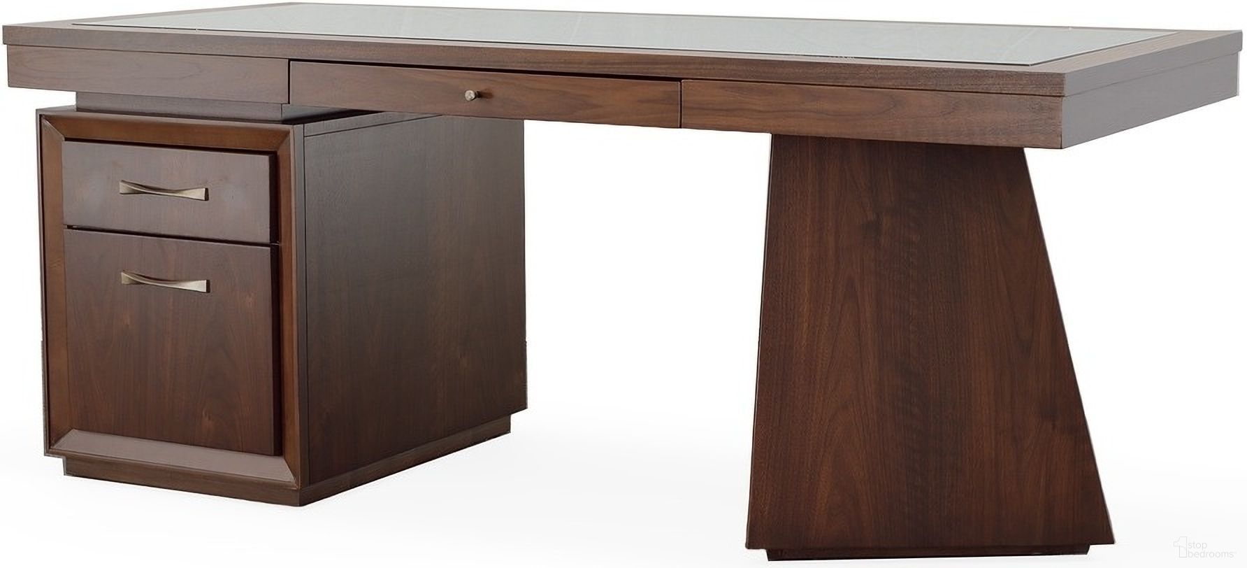 The appearance of Compositions Desk In Bridgeton designed by Century Furniture in the modern / contemporary interior design. This bridgeton piece of furniture  was selected by 1StopBedrooms from Compositions Collection to add a touch of cosiness and style into your home. Sku: C9H-761. Material: Walnut Veneer.