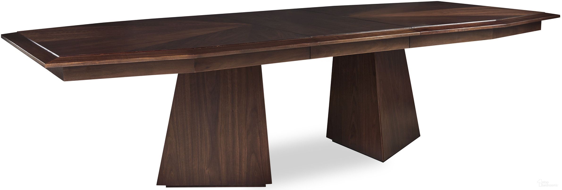 The appearance of Compositions Dining Table In Bridgeton designed by Century Furniture in the modern / contemporary interior design. This bridgeton piece of furniture  was selected by 1StopBedrooms from Compositions Collection to add a touch of cosiness and style into your home. Sku: C9H-301B;C9H-301T. Table Base Style: Double Pedestal. Table Top Shape: Rectangular. Size: 48" x 88". Material: Walnut Veneer.