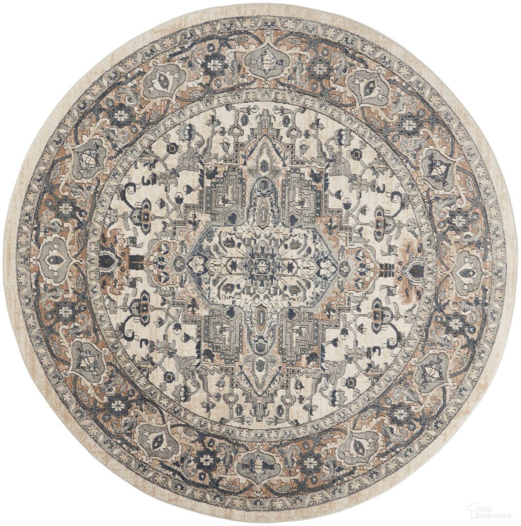 The appearance of Concerto 10' x 10' Round Indoor Rug In Ivory Grey designed by Nourison in the country / farmhouse interior design. This ivory grey piece of furniture  was selected by 1StopBedrooms from Concerto Collection to add a touch of cosiness and style into your home. Sku: 99446956712. Material: Polypropylene.