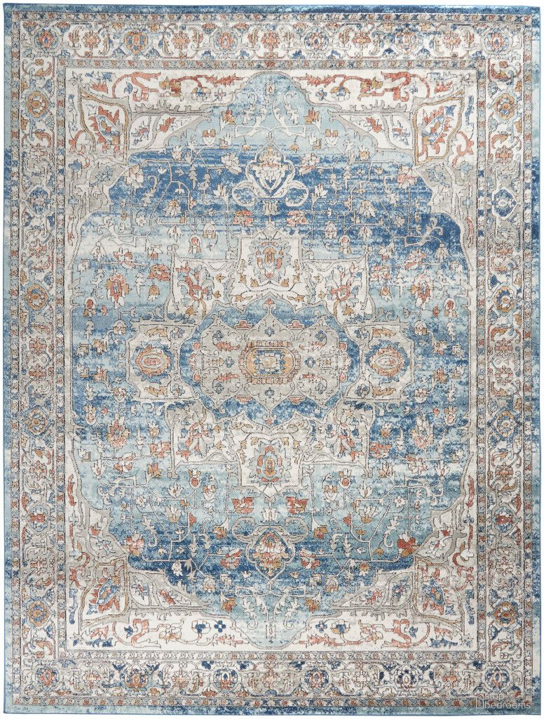 The appearance of Concerto 10' x 14' Vintage Indoor Rug In Ivory Blue designed by Nourison in the rustic / southwestern interior design. This ivory blue piece of furniture was selected by 1StopBedrooms from Concerto Collection to add a touch of cosiness and style into your home. Sku: 99446822338. Material: Polypropylene.