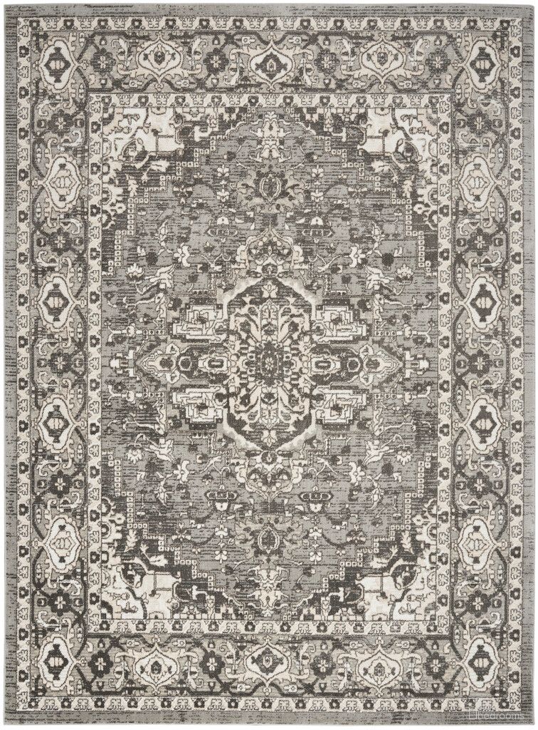 The appearance of Concerto 3'9" x 5'9" Indoor Rug In Grey designed by Nourison in the rustic / southwestern interior design. This grey piece of furniture  was selected by 1StopBedrooms from Concerto Collection to add a touch of cosiness and style into your home. Sku: 99446933430. Material: Polypropylene.