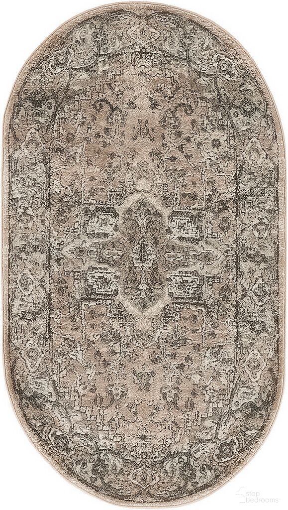 Concerto 3' x 5' Oval Farmhouse Indoor Rug In Beige Grey