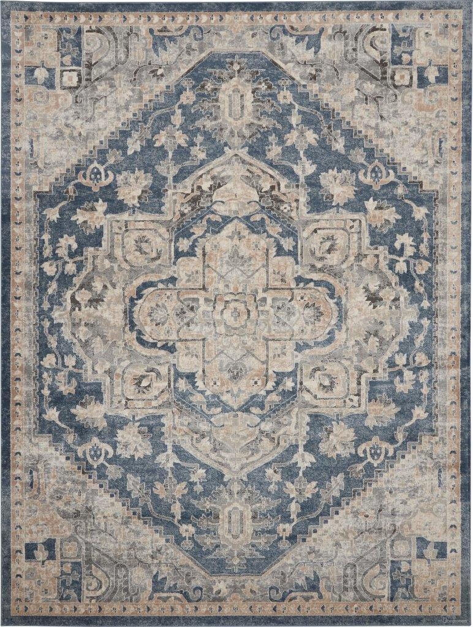 The appearance of Concerto Ivory Blue 6'7" x 9'6" Area Rug designed by Nourison in the traditional interior design. This ivory blue piece of furniture was selected by 1StopBedrooms from Concerto Collection to add a touch of cosiness and style into your home. Sku: 99446749826. Material: Polyester.