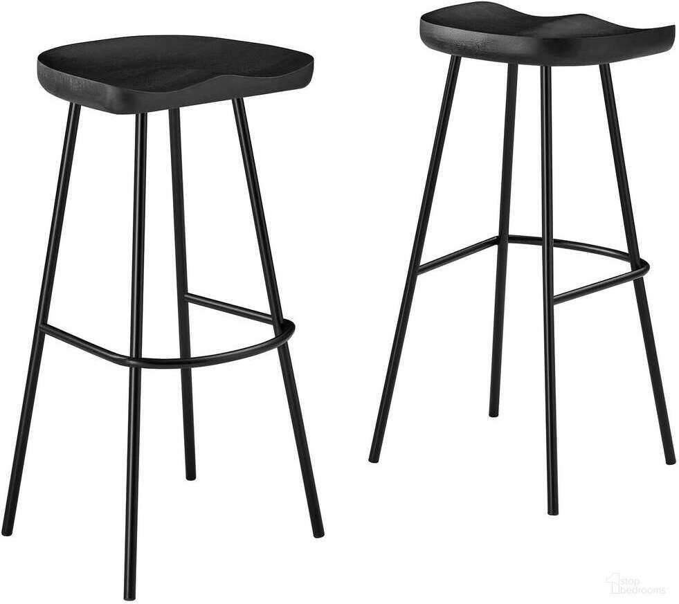 Concord Backless Wood Bar Stool Set of 2 In Black