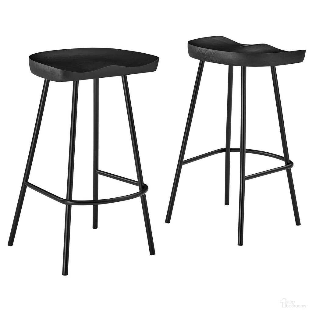 Concord Backless Wood Counter Stool Set of 2 In Black