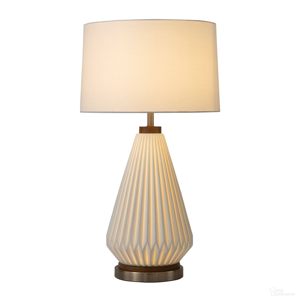 Concord Bone Porcelain 30 Inch Table Lamp In White and Walnut