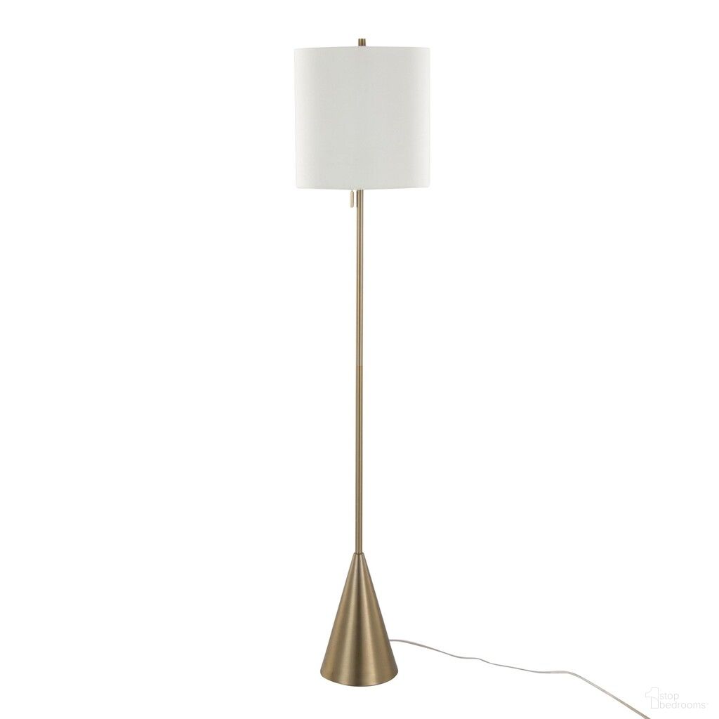 Cone 64 Inch Metal Floor Lamp In Gold and White