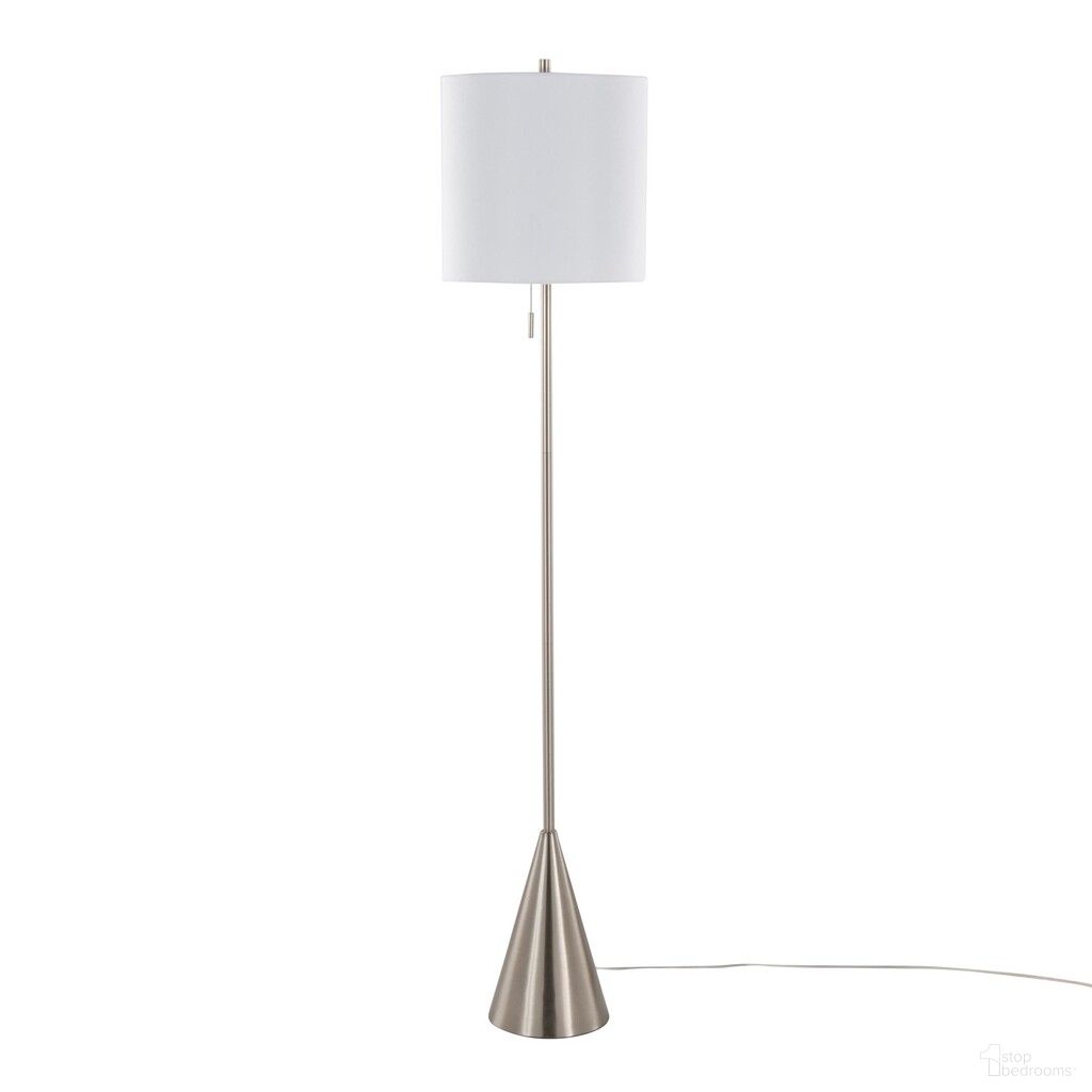 Cone 64 Inch Metal Floor Lamp In White and Brushed Nickel