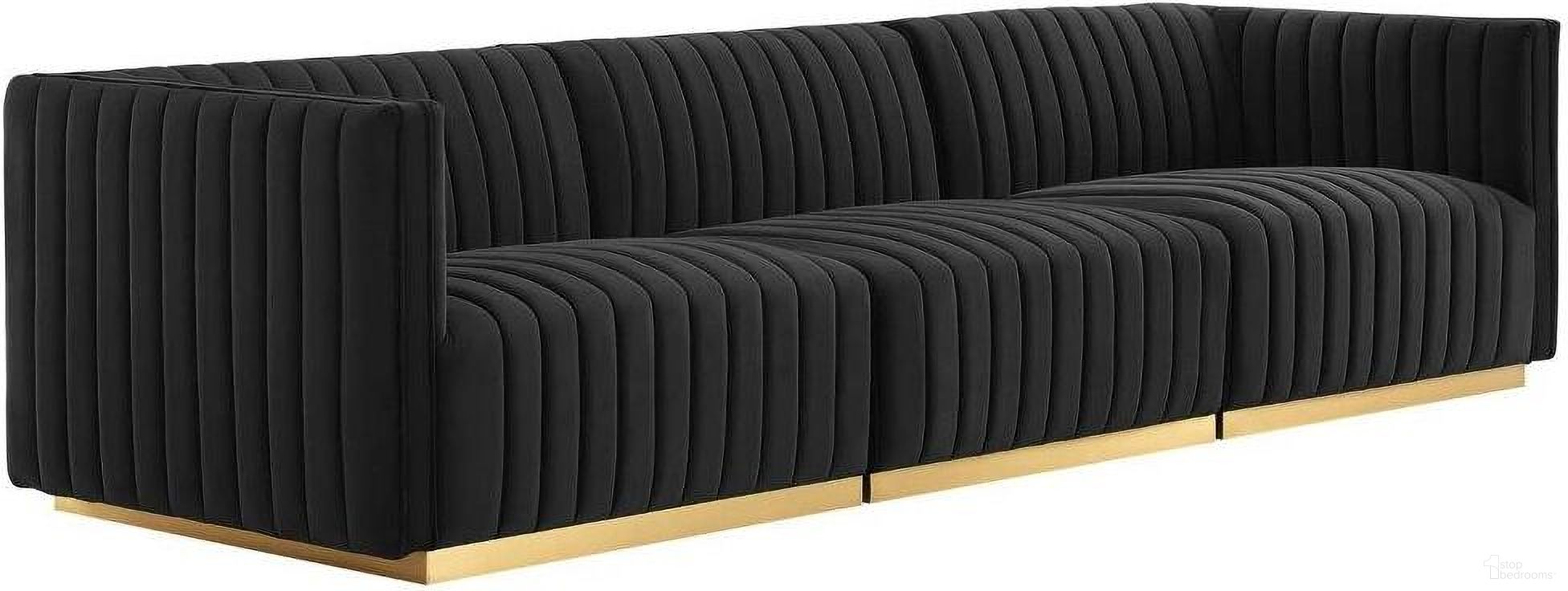 The appearance of Conjure Channel Tufted Performance Velvet Sofa In Gold Black designed by Modway in the modern / contemporary interior design. This gold black piece of furniture was selected by 1StopBedrooms from Conjure Collection to add a touch of cosiness and style into your home. Sku: EEI-5502-GLD-BLK;EEI-5503-GLD-BLK;EEI-5504-GLD-BLK. Material: Plywood.