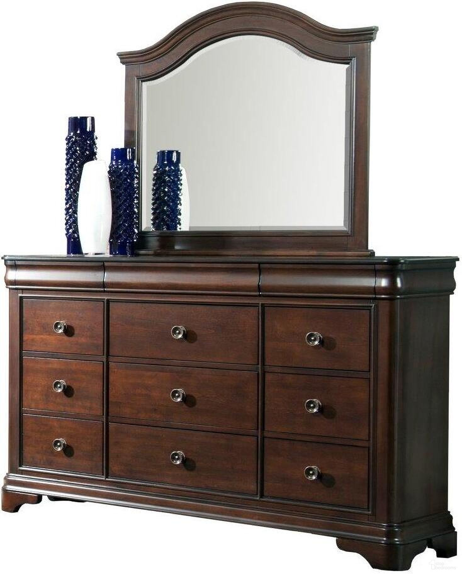 The appearance of Conley Cherry Dresser With Mirror designed by Picket House in the transitional interior design. This brown piece of furniture  was selected by 1StopBedrooms from Conley Collection to add a touch of cosiness and style into your home. Sku: CM750DR;CM750MR. Material: Wood.